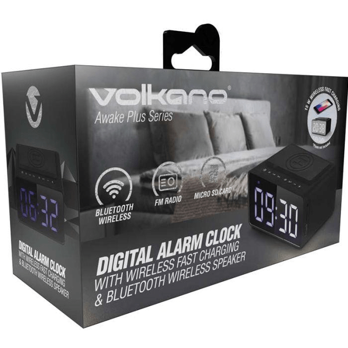 Volkano Awake Plus Series Alarm Clock with Wireless Charging and Speak