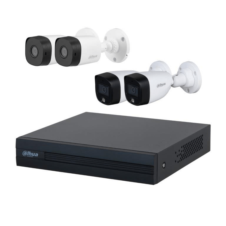 Dahua 4-ch Penta-brid 1080N DVR with 2x IR and 2x Full-Colour 2MP 3.6mm Bullet Camera Kit DH-KIT/XVR1B04-I/2-B1A21P-0360B/2-HFW1209CP-LED-0360B