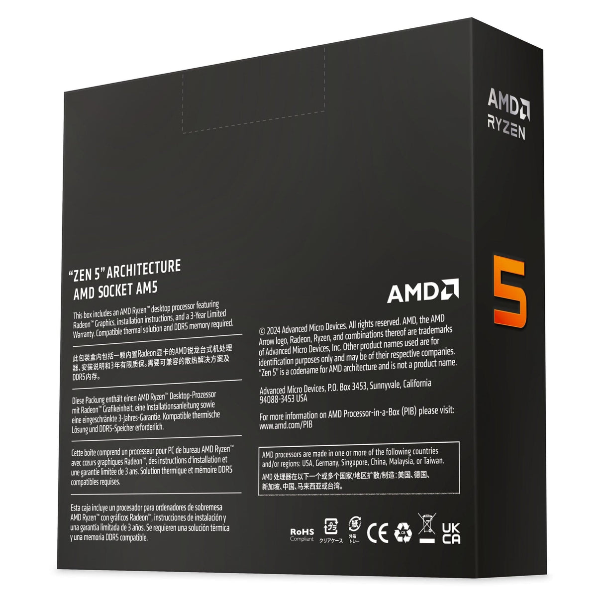 AMD Ryzen 5 9600X CPU - AMD Ryzen 5 6-Core Socket AM5 5.40GHz Processor 100-100001405WOF