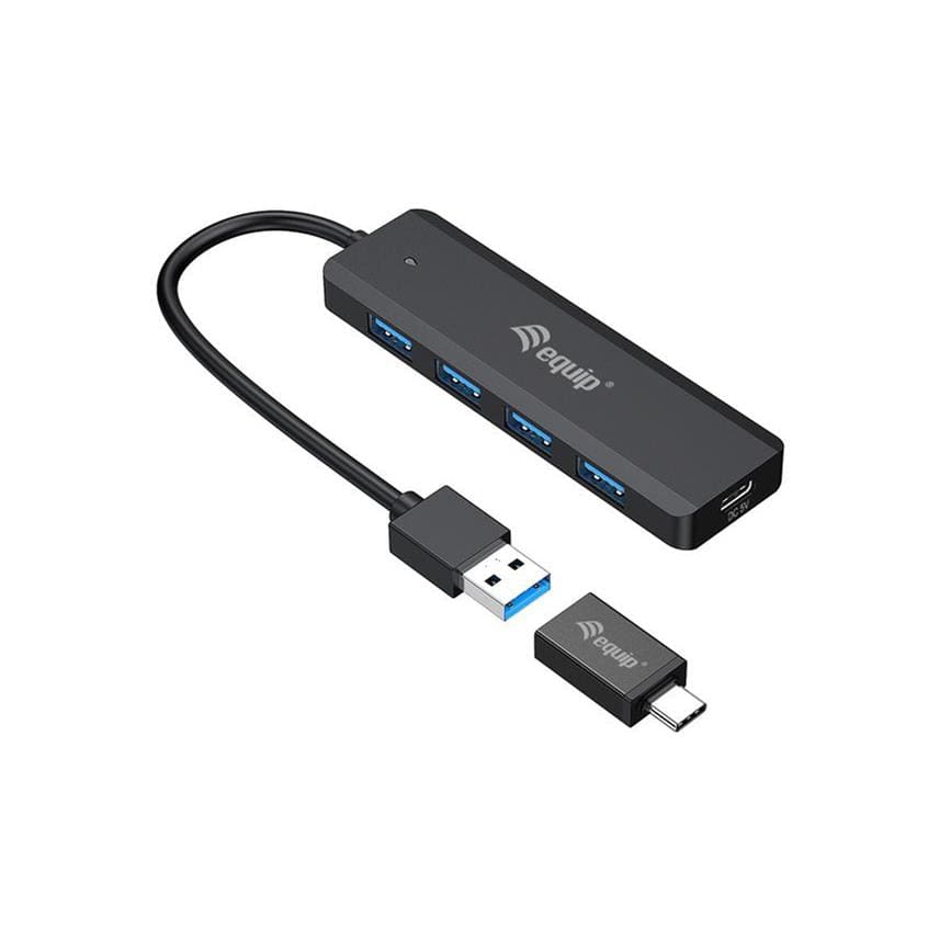 Equip 4-port USB 3.2 Type-A Hub with USB-C Adapter 128959