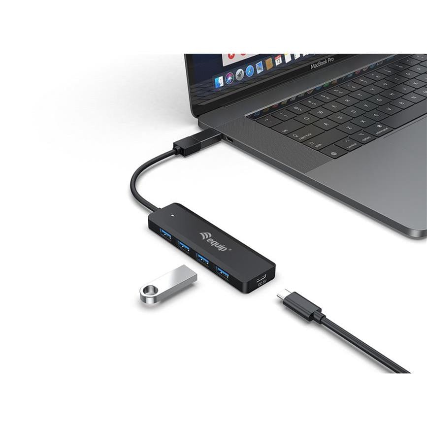 Equip 4-port USB 3.2 Type-A Hub with USB-C Adapter 128959