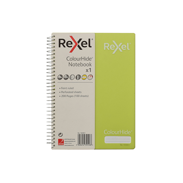 Rexel ColourHide A5 Notebook - Green 165041