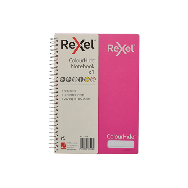 Rexel ColourHide A5 Notebook - Pink 165043