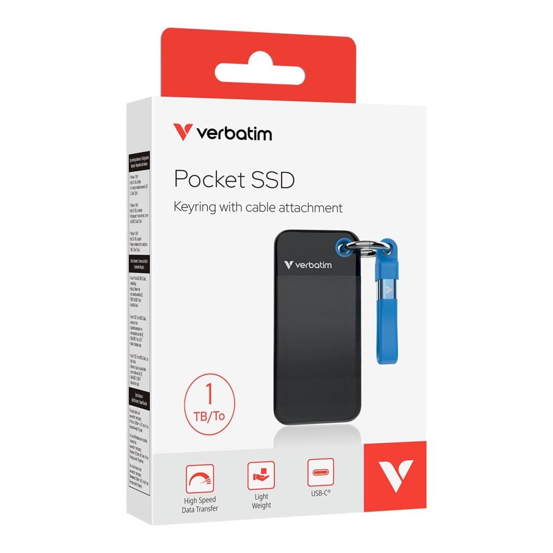 Verbatim 1TB M.2 USB 3.2 External Pocket SSD Black Blue 32191