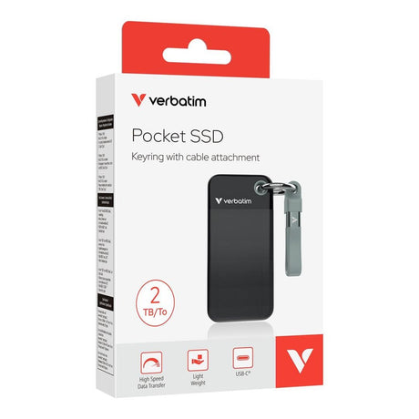 Verbatim 2TB M.2 USB 3.2 External Pocket SSD Black Grey 32194