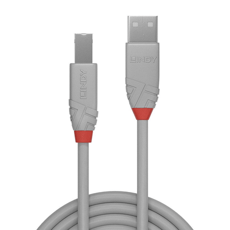 Lindy Anthra Line 5m USB 2.0 Type A to B Cable Grey 36681