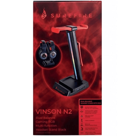 SureFire Vinson N2 RGB Dual Gaming Headset Stand with USB Hub Black 48847