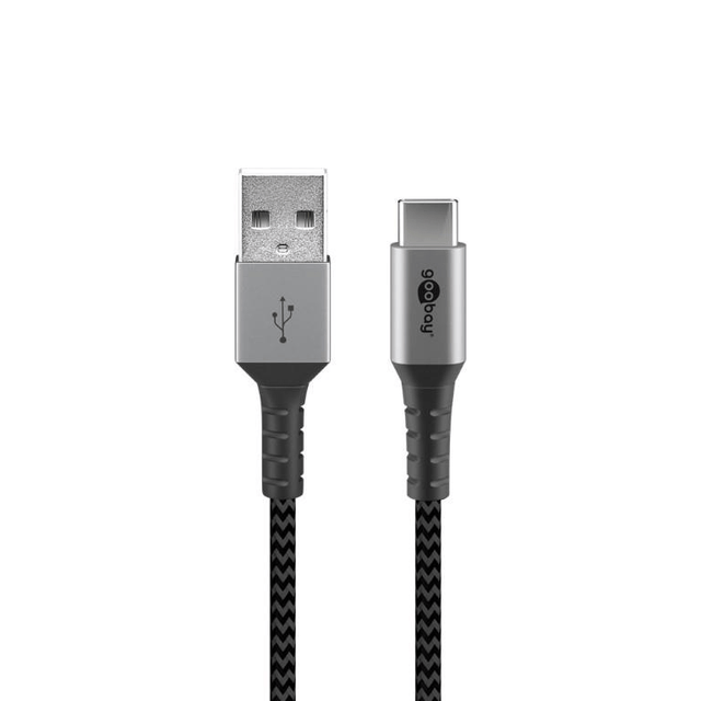 Goobay USB-C to USB-A Textile 1m Cable with Metal Plugs 49296