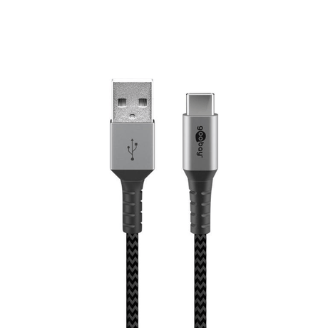 Goobay USB-C to USB-A Textile 2m Cable with Metal Plugs 49297