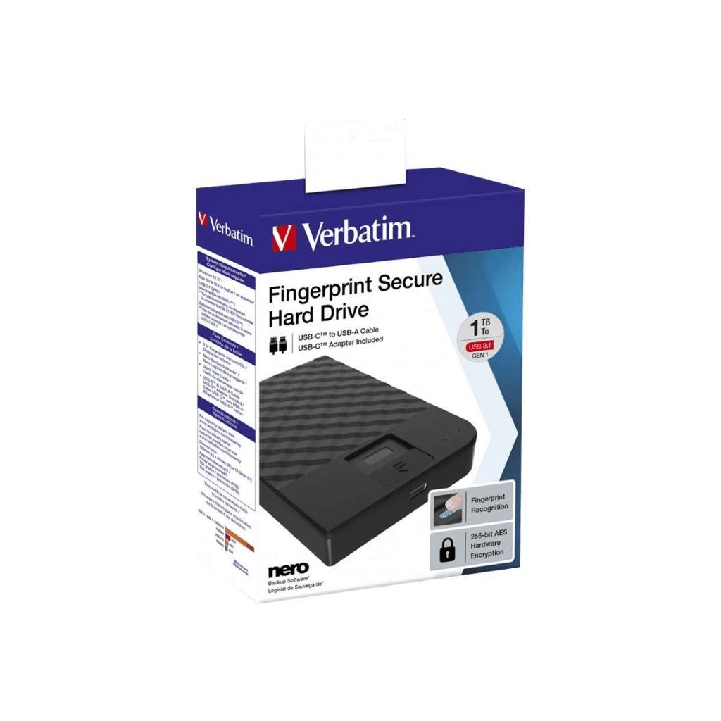 Verbatim 53650 Fingerprint Secure 1TB External HDD