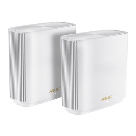 Asus ZenWiFi XT9 AiMesh AX7800 Access Point - Tri-band 2.4GHz 5GHz and 5GHz Wi-Fi 6 2-pack White 90IG0740-MO3B40