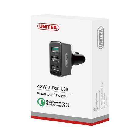 Unitek Y-P530C 3-port USB Car Charger Black ADA-CAR-3P-USB-CHARG