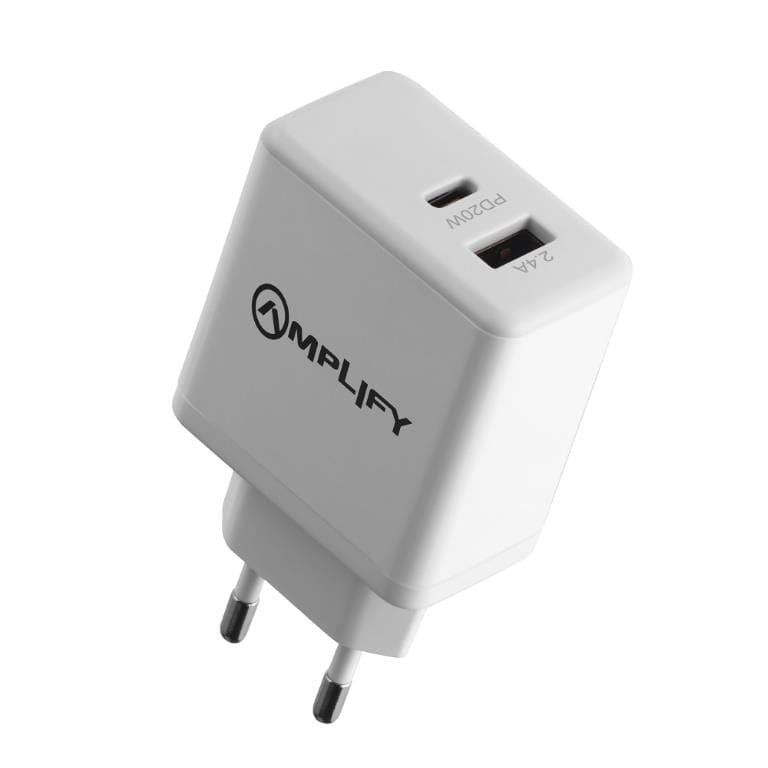 Amplify Dual USB Wall Charger White AMP-8041-WT