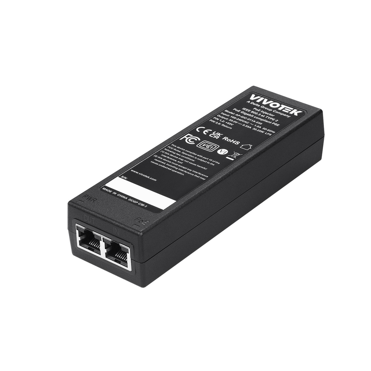 Vivotek Gigabit Ethernet 55V PoE Adapter AP-GIC-011A-030