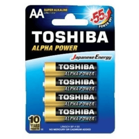 Toshiba Alpha Power Alkaline AA Batteries 4-pack BA-TO-APAA4