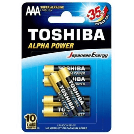 Toshiba Alpha Power Alkaline AAA Batteries 6-pack BA-TO-APAAA6