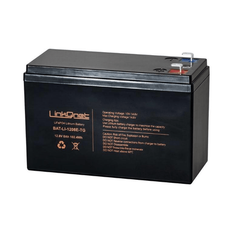 LinkQnet 12V 8Ah LiFePO4 Battery with High Voltage BMS BAT-LI-1208E-TG