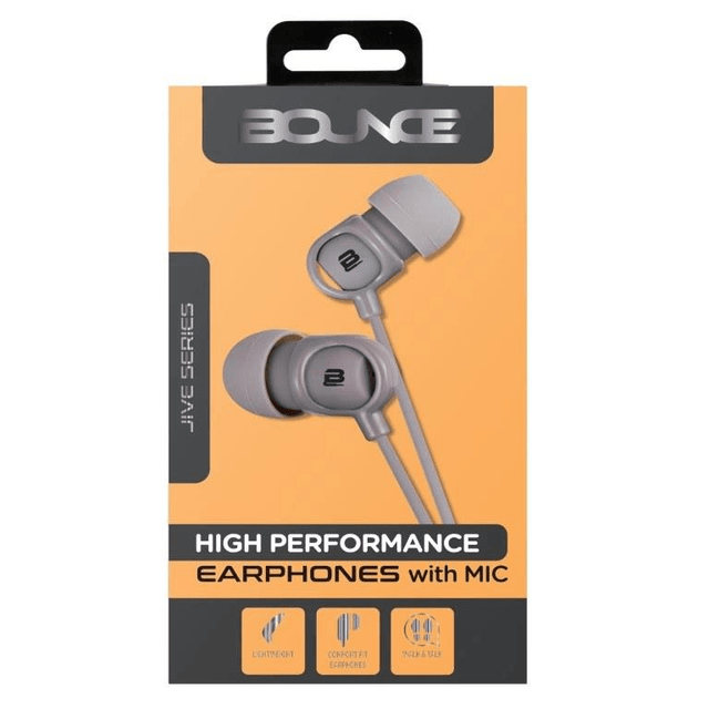 Bounce Jive Series In-Ear Earphones with Microphone Grey BO-1002-GR