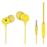 Bounce Jive Series In-Ear Earphones with Microphone Yellow BO-1002-YL