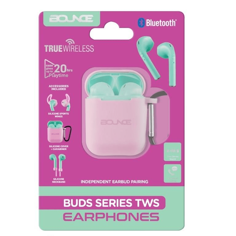 Bounce Buds Series TWS In-Ear Earphones Green-Pink BO-1119-GRPK