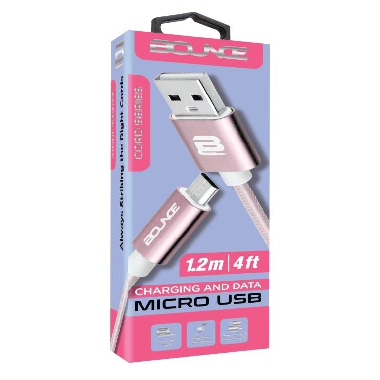 Bounce Cord Series USB-A to Micro USB Charging and Data Cable 1.2m Rose Gold BO-20007-GD