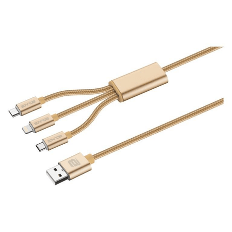 Bounce Cord Series 3-in-1 USB Charge Cable Gold BO-20011-GD