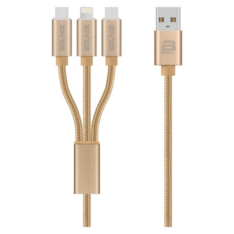 Bounce Cord Series 3-in-1 USB Charge Cable Gold BO-20011-GD