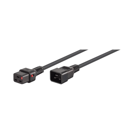 LinkQnet C20 Male to C19 Female Lockable Power Cable 2m CAB-C19-C20-2M-LK-BK