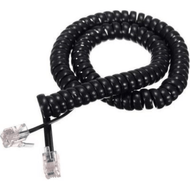 LinkQnet RJ11 Curly Telephone Cable Black CAB-TEL-CURLY-RJ11-B