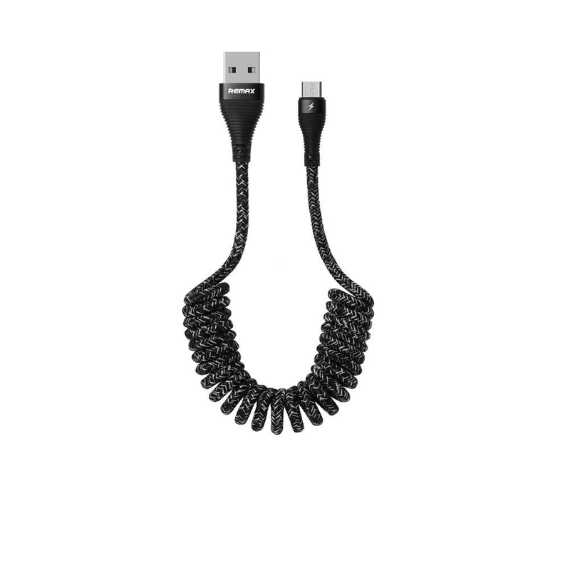 Remax RC-139M 24-40cm Coiled USB to Micro USB Cable Black CAB-USB-MIC-RC-139B