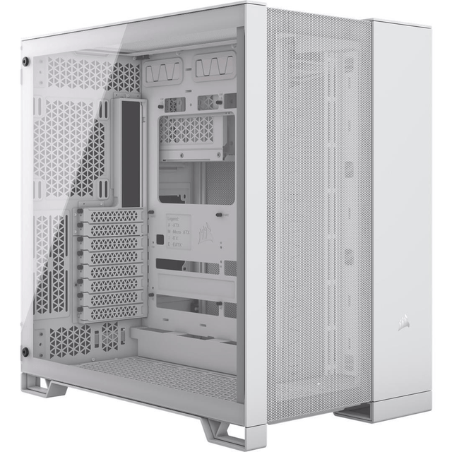 Corsair 6500D Airflow Tempered Glass ATX Dual Chamber Mid Tower Gaming PC Case - White CC-9011260-WW