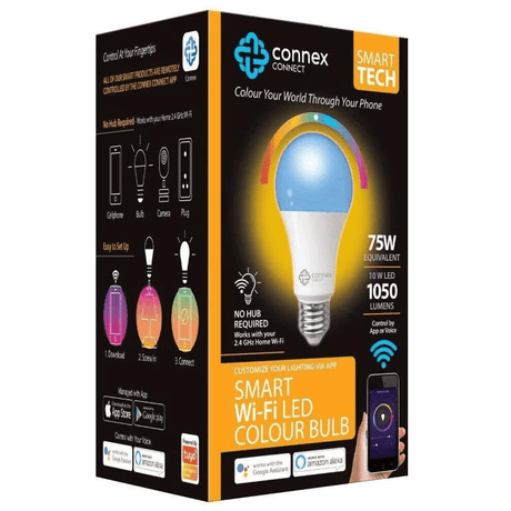 Connex Smart WiFi 10W LED RGB E27 Screw Bulb White CC-L1000