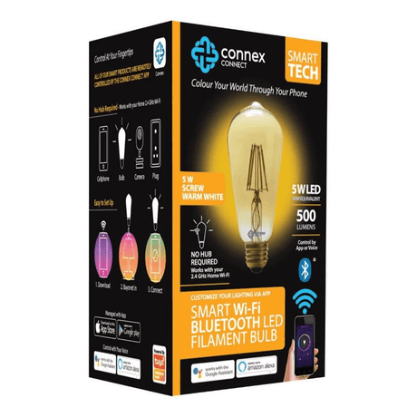 Connex Smart WiFi 5W LED Amber Filament Vintage E27 Screw Warm White Bulb CC-L2001