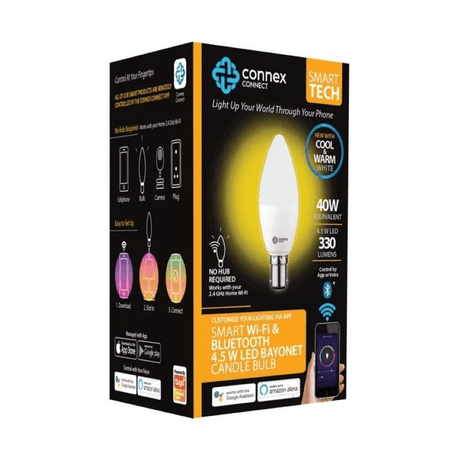 Connex Smart WiFi 4.5W LED Candle B15 Bayonet Bulb Cool White CC-L2004-6