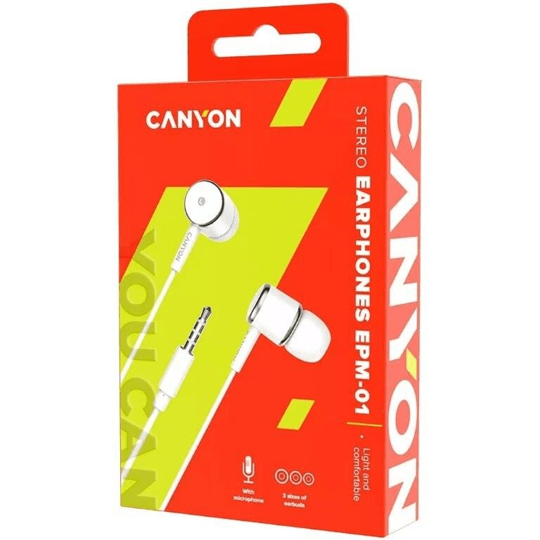 Canyon EPM-01 Wired Stereo Earphones White CNE-CEPM01W