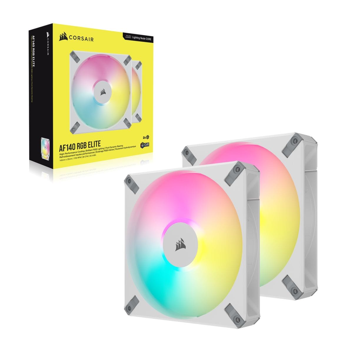 Corsair iCUE AF140 RGB ELITE 140mm PWM Dual Fan Kit White CO-9050160-WW