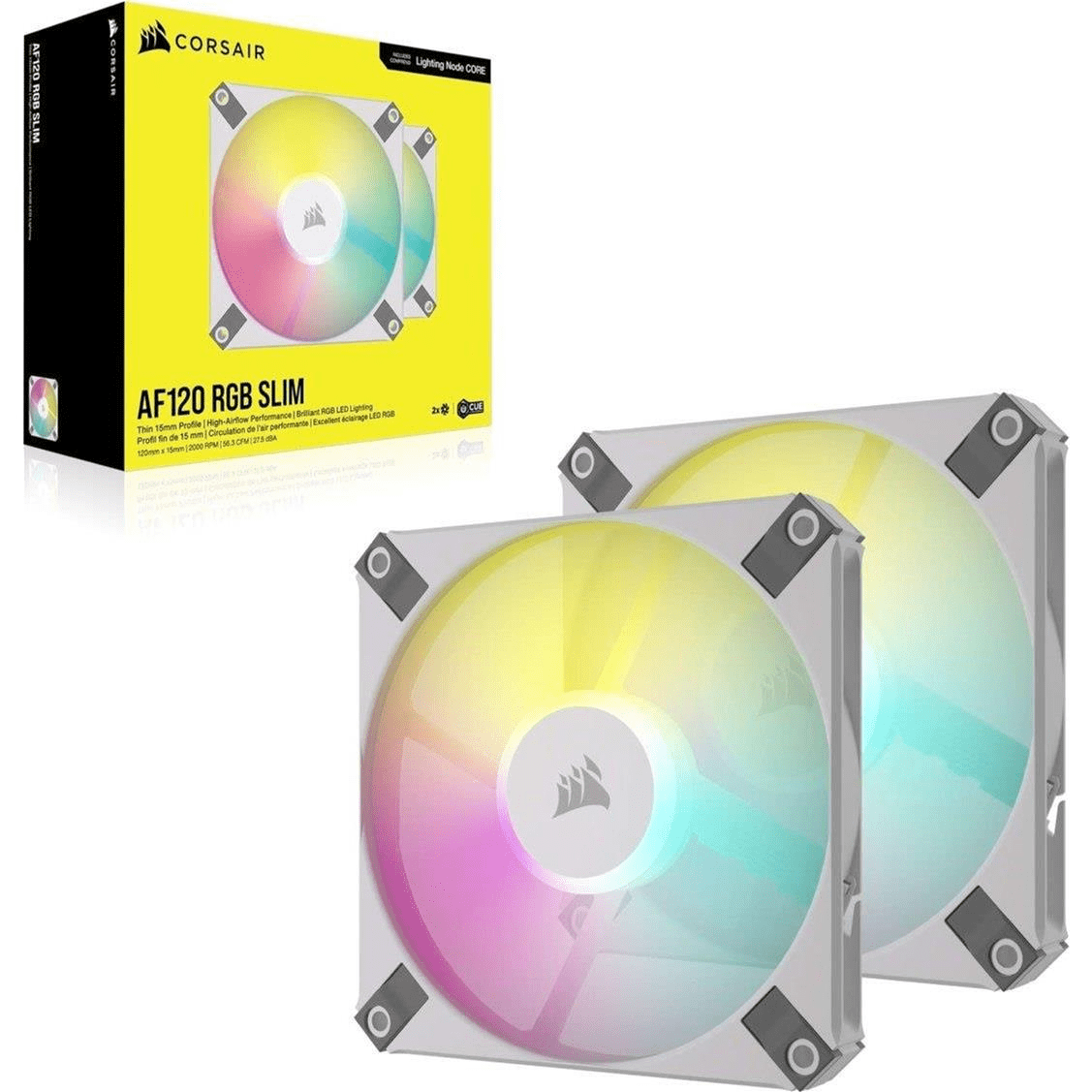 Corsair iCUE AF120 RGB Slim 120mm PC Case Fan 2-pack White CO-9050165-WW