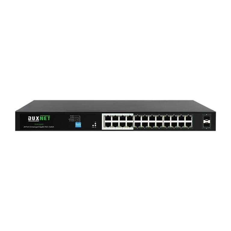 DuxNet 24-port GbE PoE+ Unmanaged Switch with 2x SFP Ports DUX1024G