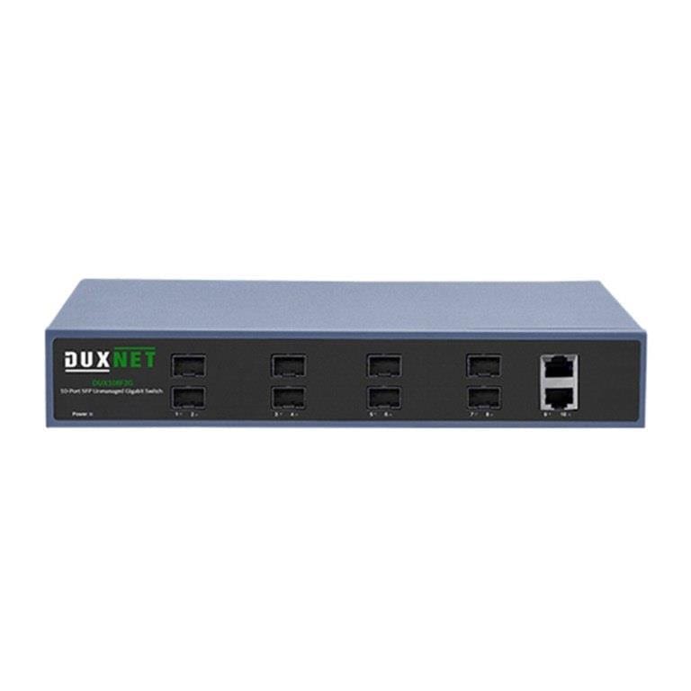 DuxNet 8-port SFP Gigabit Unmanaged Switch with 2x GbE Uplink Ports DUX108F2G