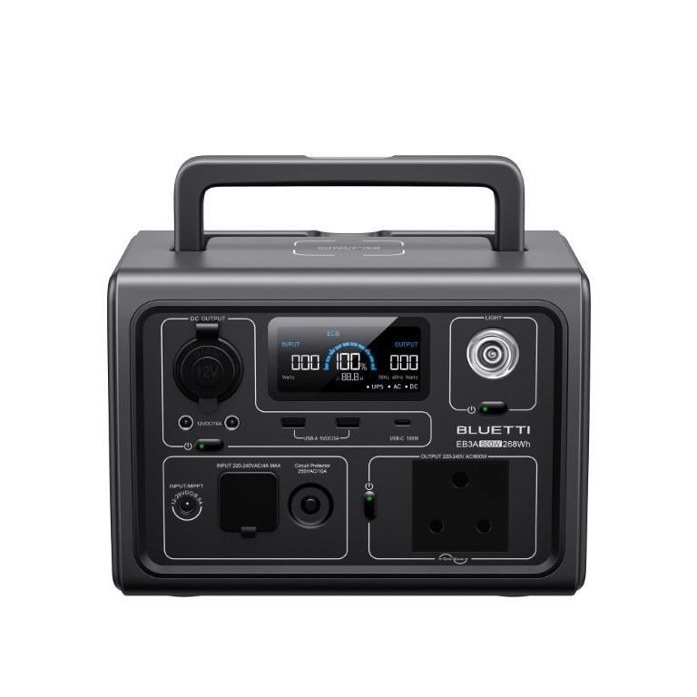 Bluetti EB3A 600W 268Wh Portable Power Station EB3A-SA-GY-BL-00