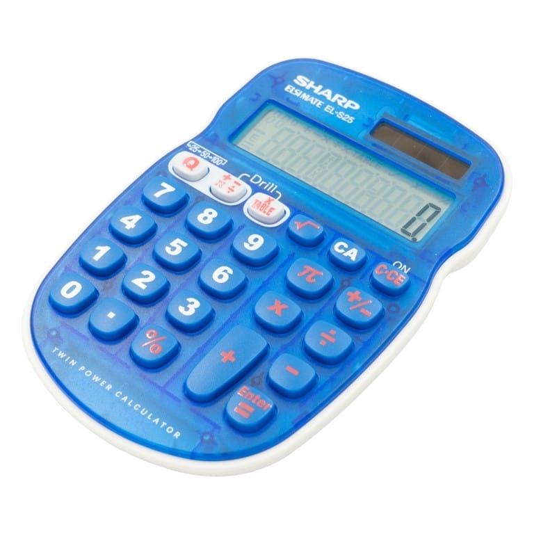 Sharp EL-S25BBL Twin Power Math Quiz 10-digit Display Calculator Blue