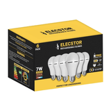 Elecstor E27 7W 1200mah Rechargeable LED Bulb 6-pack - Warm White ELE-A60-7W-E276PWW