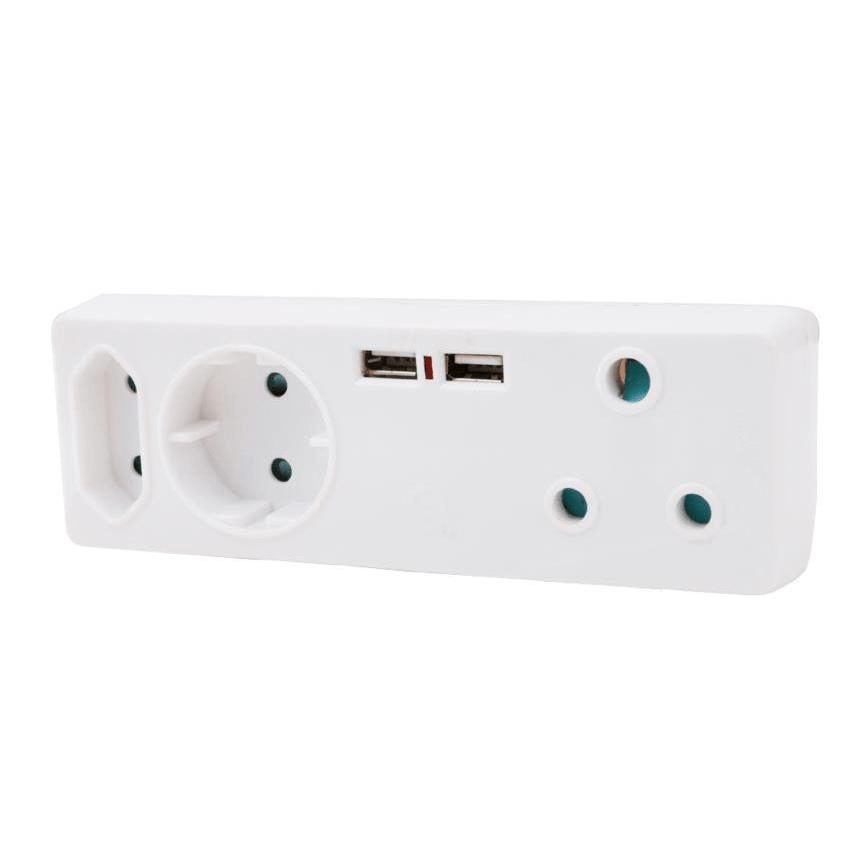 Ellies 3-way Multiplug With Dual USB FEA3U