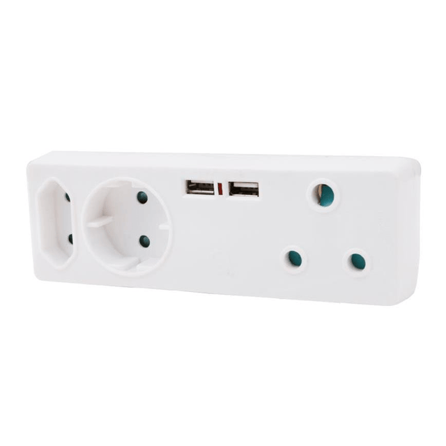 Ellies 3-way Multiplug With Dual USB FEA3U