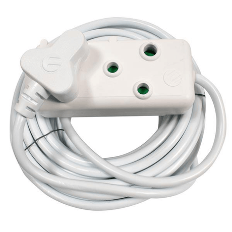 Ellies 2-way Light Duty Extension Cord 10m White FELBW2X/10W