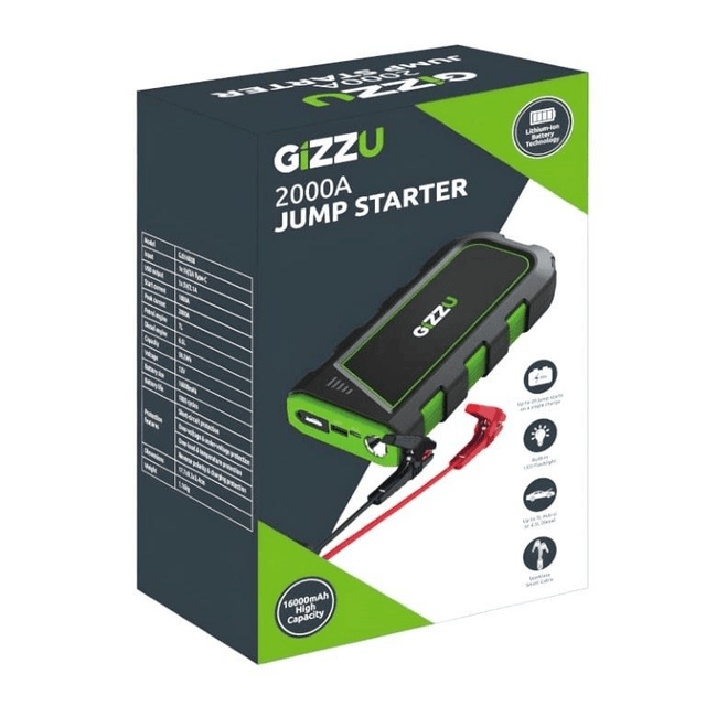 Gizzu GJS16000 2000A 16400mAh Jump Starter Black