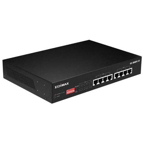 Edimax 8-port Gigabit PoE+ Long Range Ethernet Unmanaged Switch with DIP Switch GS-1008PL V2