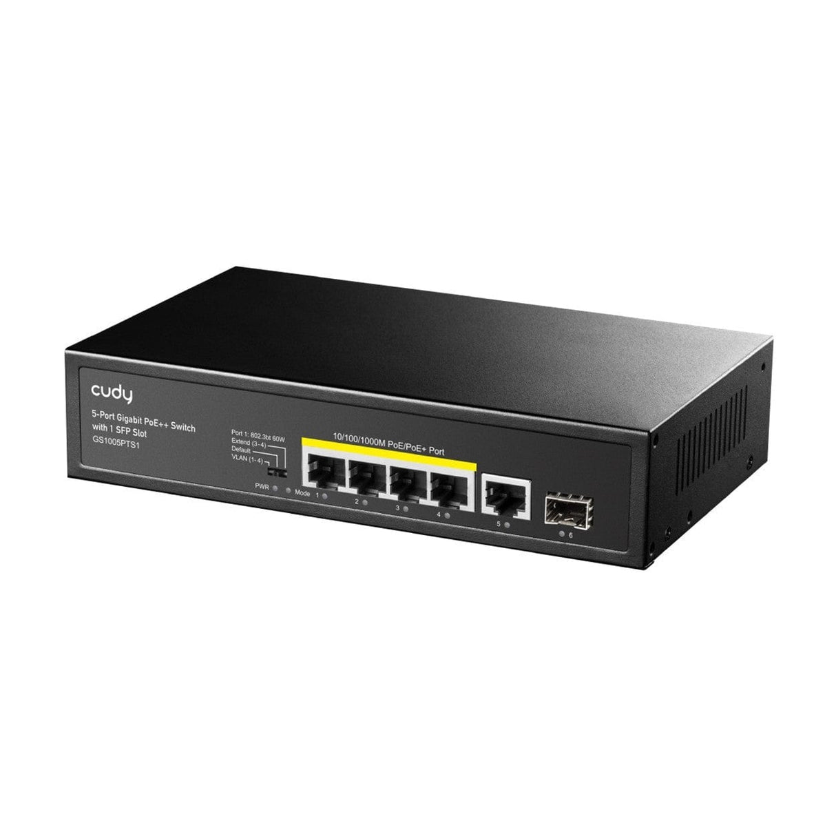 Cudy GS1005PTS1 4-port GbE PoE+ Unmanaged Network Switch with 1x GbE and 1x SFP Uplink Ports