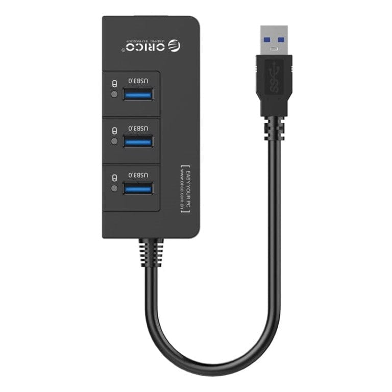 Orico 3-port USB Type-A Wired Hub with Gigabit Ethernet Adapter HR01-U3-V1-BK-BP