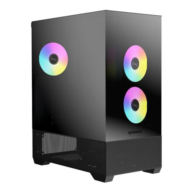 Raidmax i801 Air Chrome ARGB Tempered Glass Mid Tower E-ATX PC Case Black I801ACBF